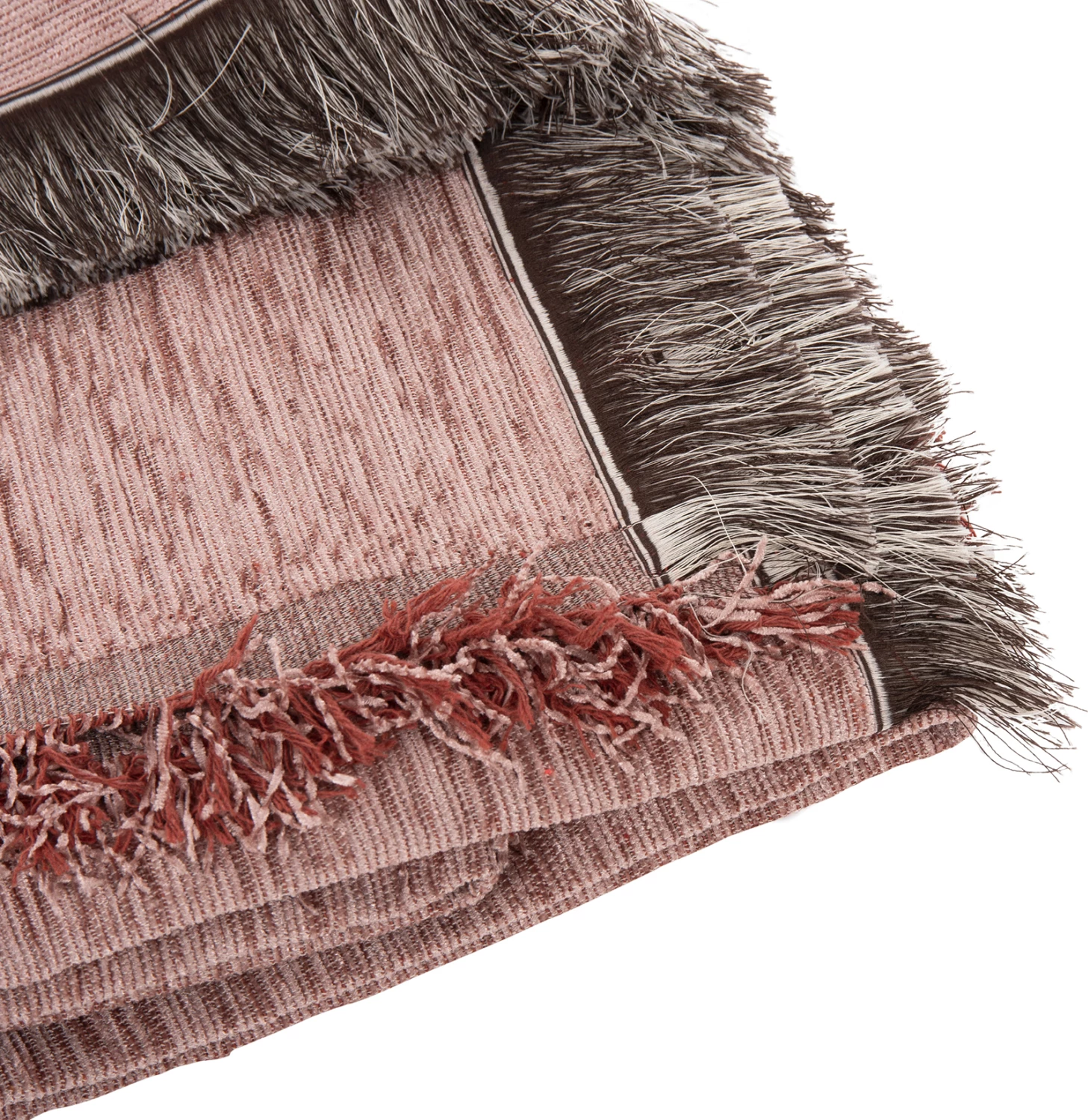 Prevleka za kavč z resicami DREAMTOPIA FH12164.11 v barvi prašno roza 178x178 cm