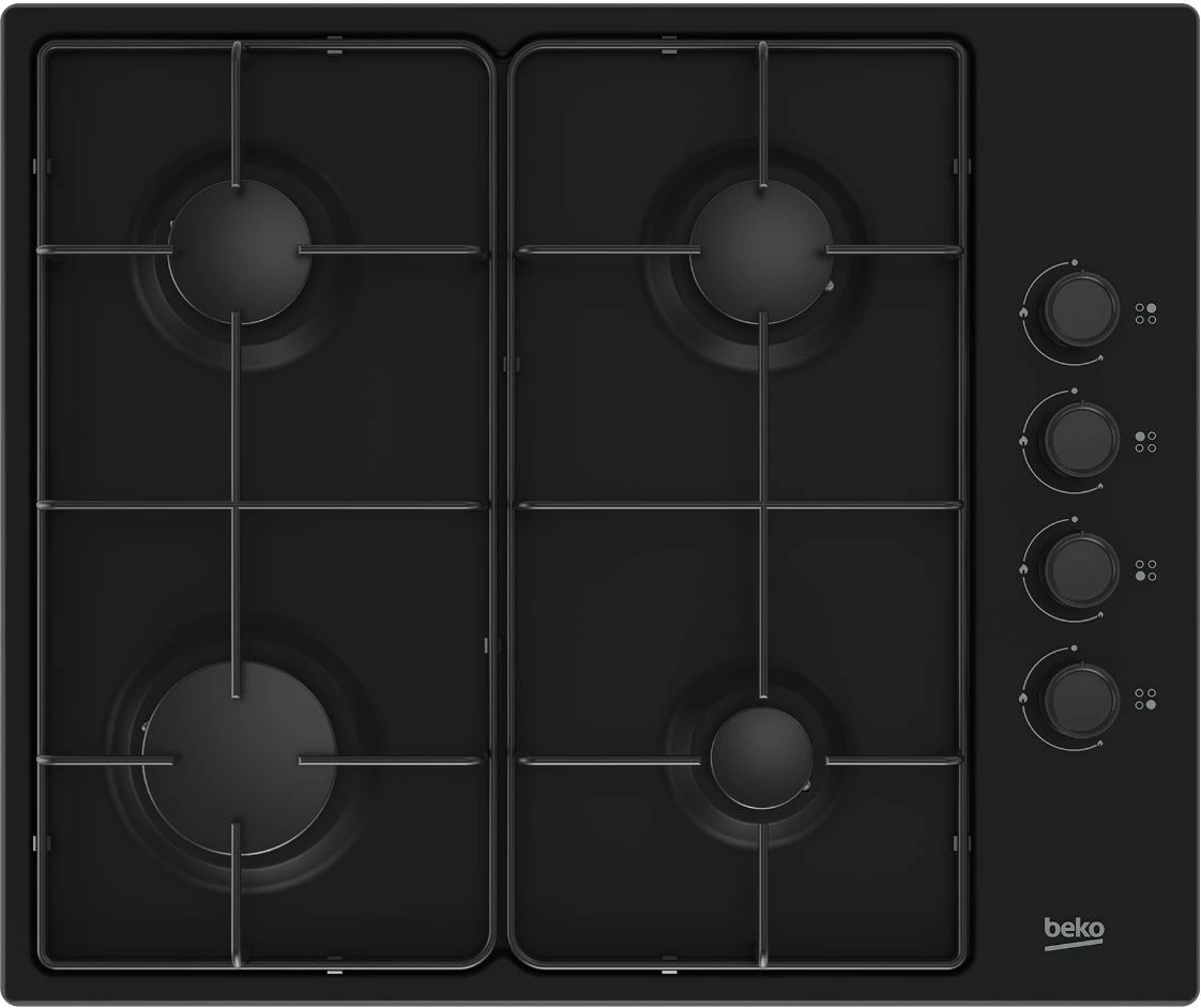 Plošča na plin, 4 kuhališča Beko HIBG64120SB, črna