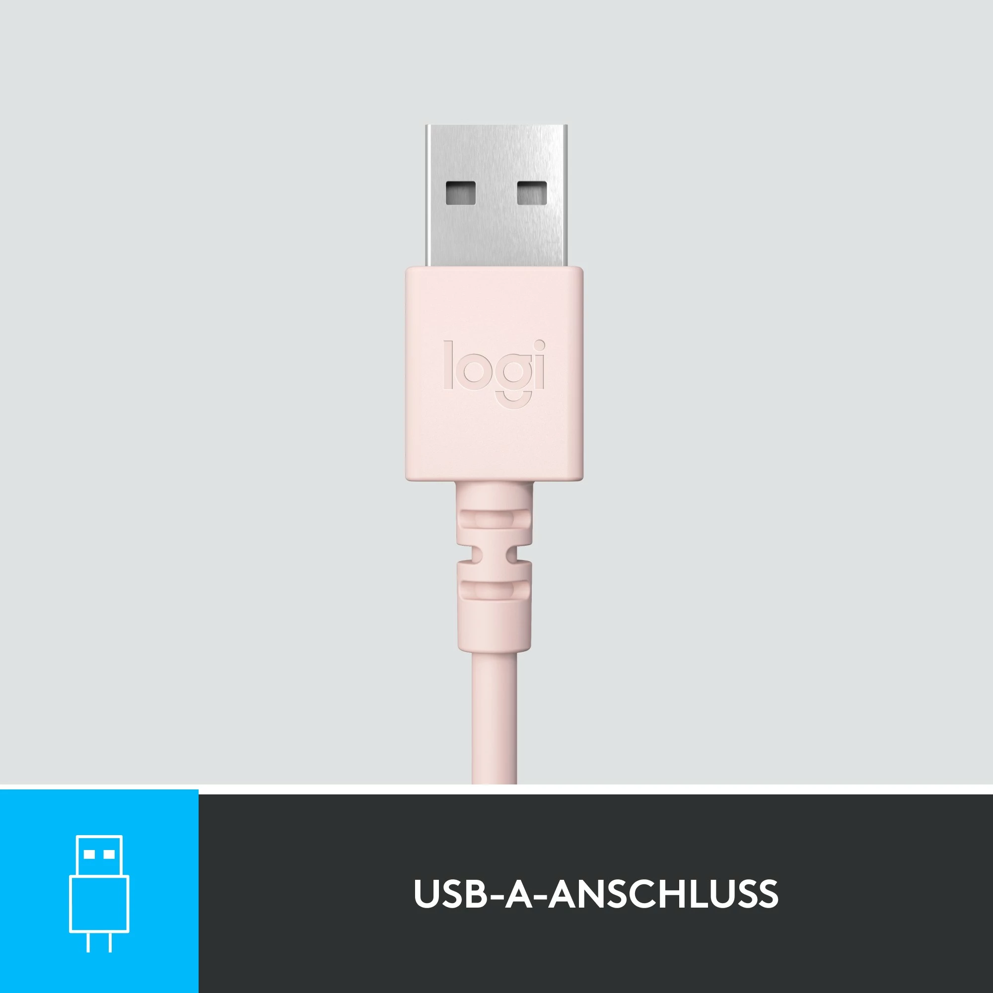 Kabelske slušalke z mikrofonom, Logitech H390, USB-A, roza