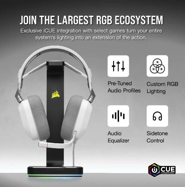 Slušalke za gaming z mikrofonom Corsair HS80 RGB USB, bele