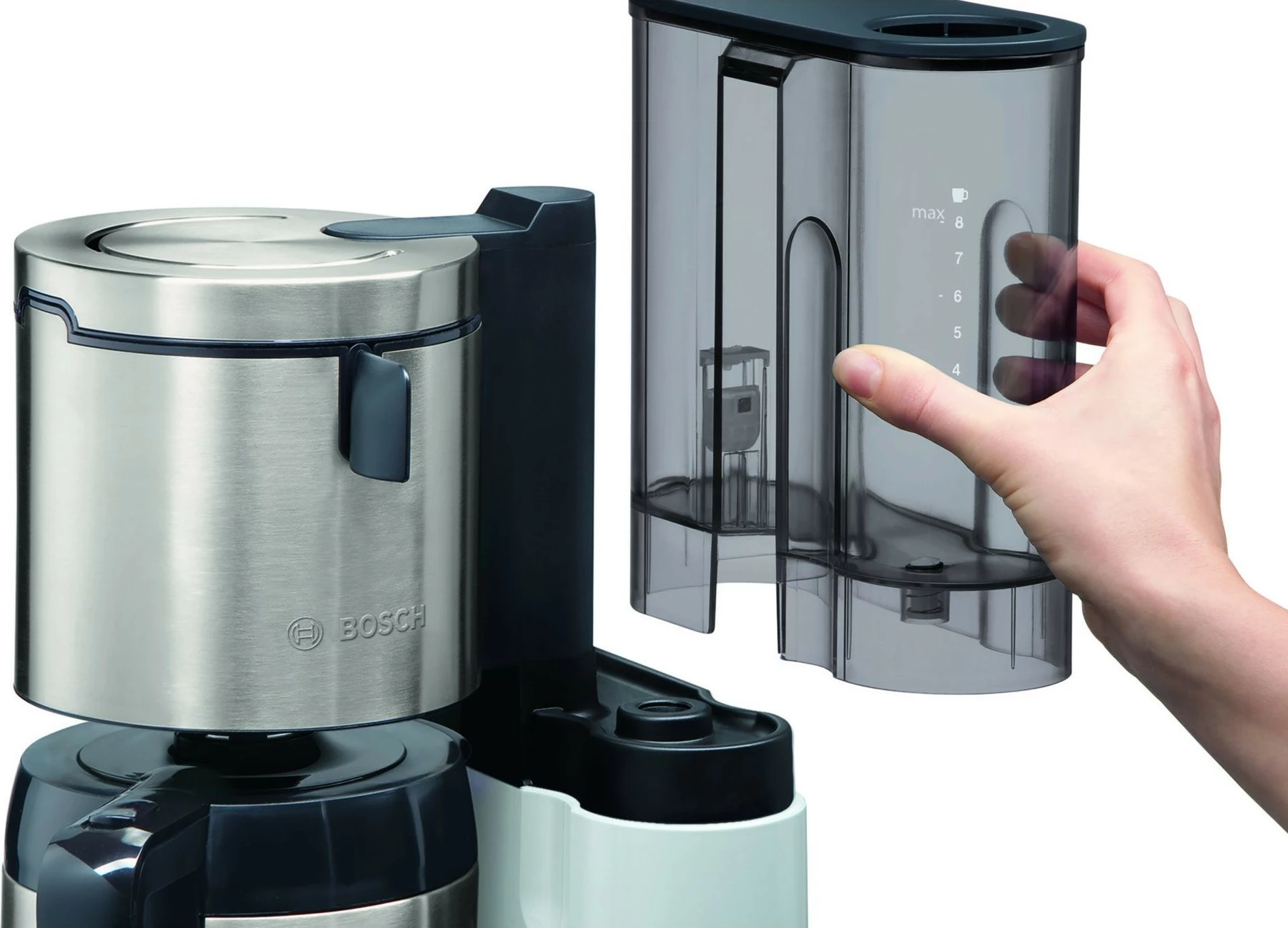 Kavni aparat Bosch TKA8A681, 1,1 L, 1100 W, črn, inox, bel