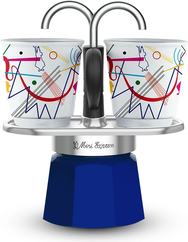 Moka posoda Mini Express, 2 skodelici, aluminij, modra, srebrna - Bialetti
