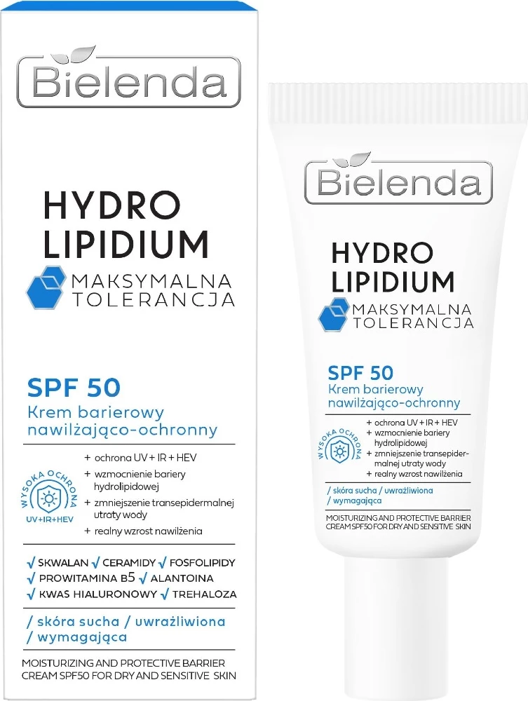 Hidratantna zaščitna krema za obraz SPF50 Bielenda Hydro Lipidium Barrier, 30 ml