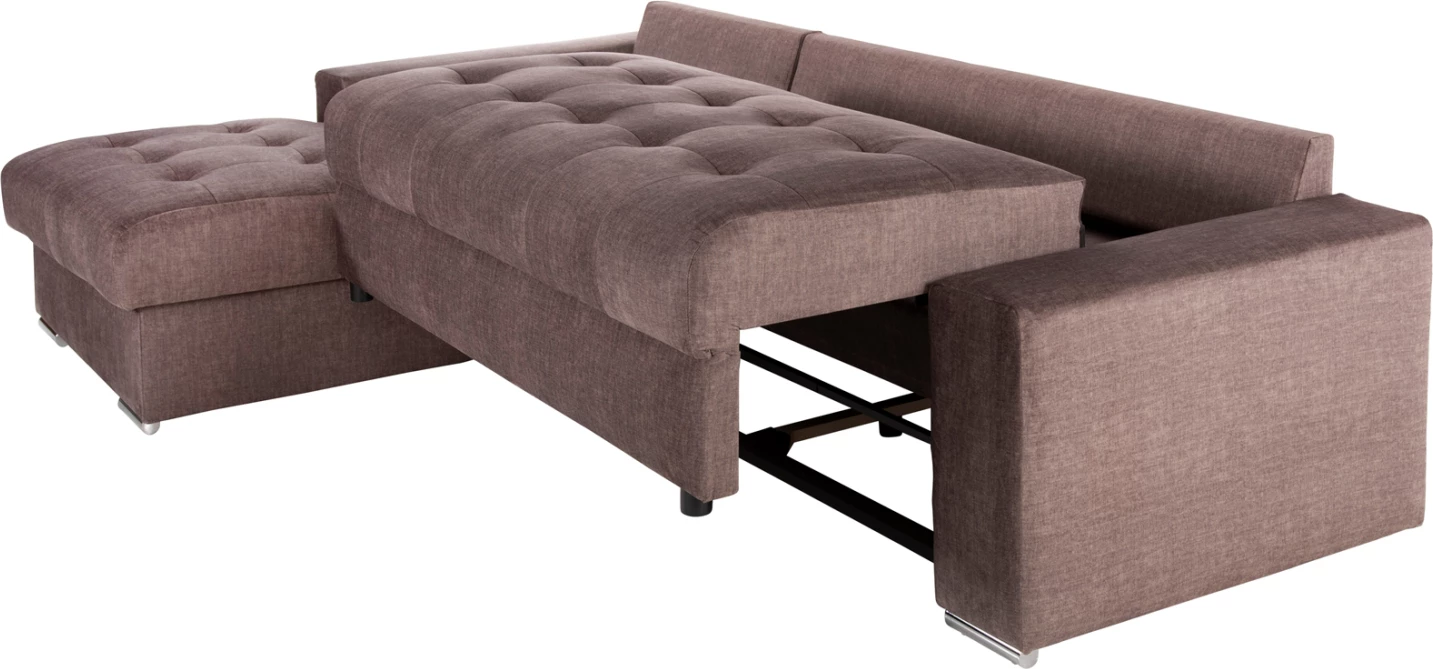 Kotna (leva) raztegljiva sedežna garnitura z ležiščem in shranjevalnim prostorom Clancy FH3281.03L rjava tkanina 308x181x92H cm