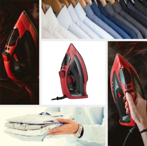 Parni likalnik Adler MS5031, 3000 W, keramična podloga, 400 ml, rdeče/črn