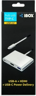 USB razdelilec iBox IUH3CFT1, 3.0, Type-C, 5000 Mbit/s, srebrn