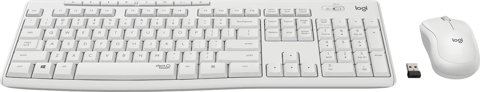 Tastatura in miška Logitech MK295 Silent Wireless Combo, AZERTY, brezžični, bela