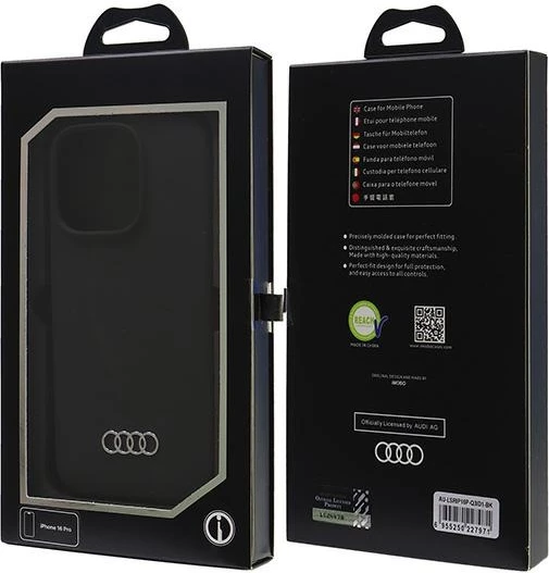 Silikonski ovitek Audi za iPhone 16 Pro 6,3", črn, trdo ohišje