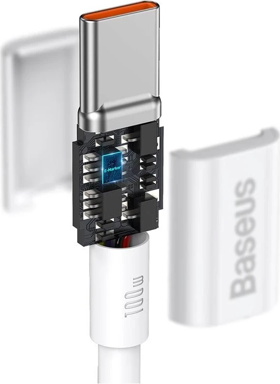 USB-C na USB-C kabel Superior, Baseus, 1 m, 100 W, bel