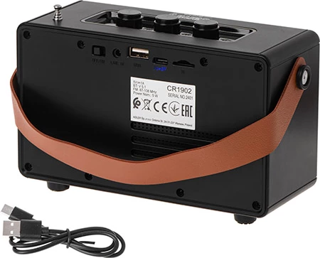 Prenosni zvočnik Bluetooth z FM radiem, Adler CR 1902, 5 W, Bluetooth 5.1, TWS, SD/USB/AUX, 5 h predvajanja, USB-C, črn
