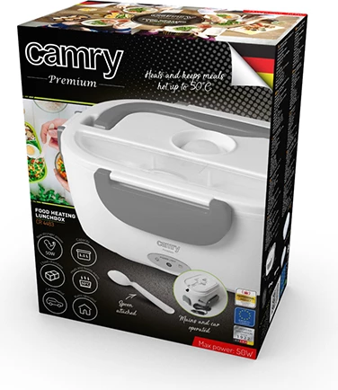 Električna posoda za kosilo Adler CR 4483, 1 L, dve pregradi, 12 V & 220–240 V, siva