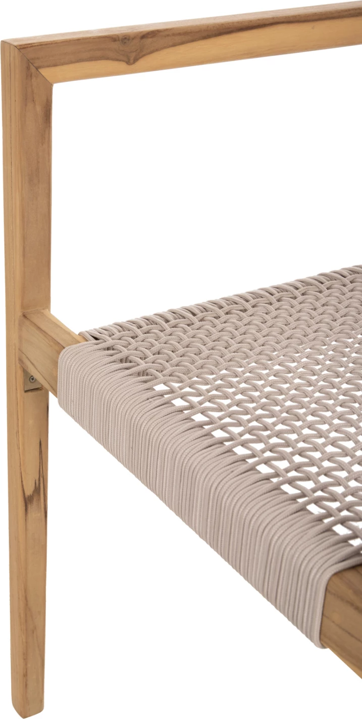 Stol Charlotte iz tikovine v naravni barvi in bež vrvi 58x61x81H cm