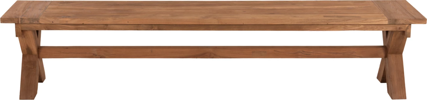 Zunanja klop FH9564 iz recikliranega tikovega lesa v naravni barvi 220x40x45Hcm