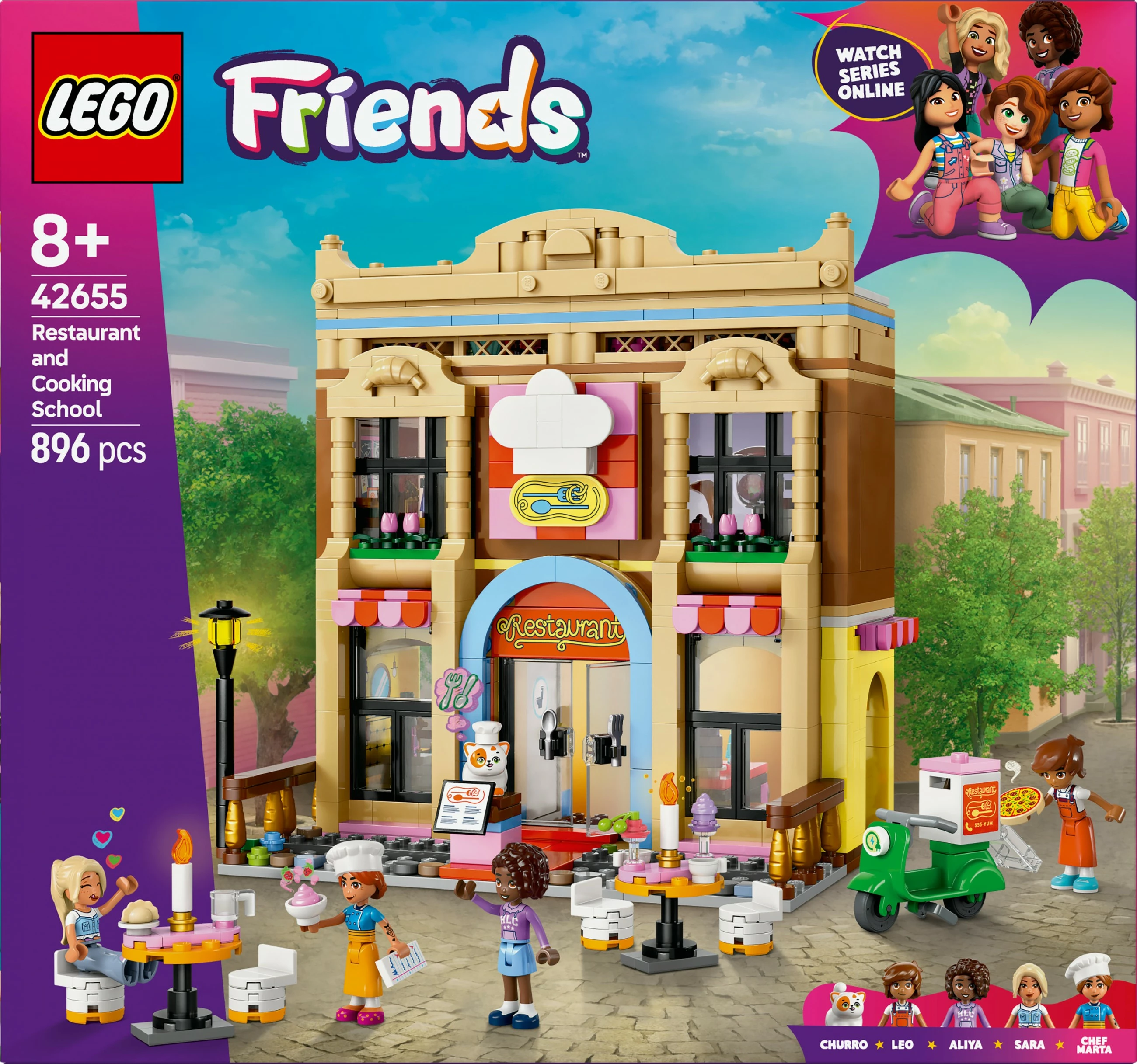 Restavracija in kuharska šola LEGO Friends 42655, 896 kosov, pisano