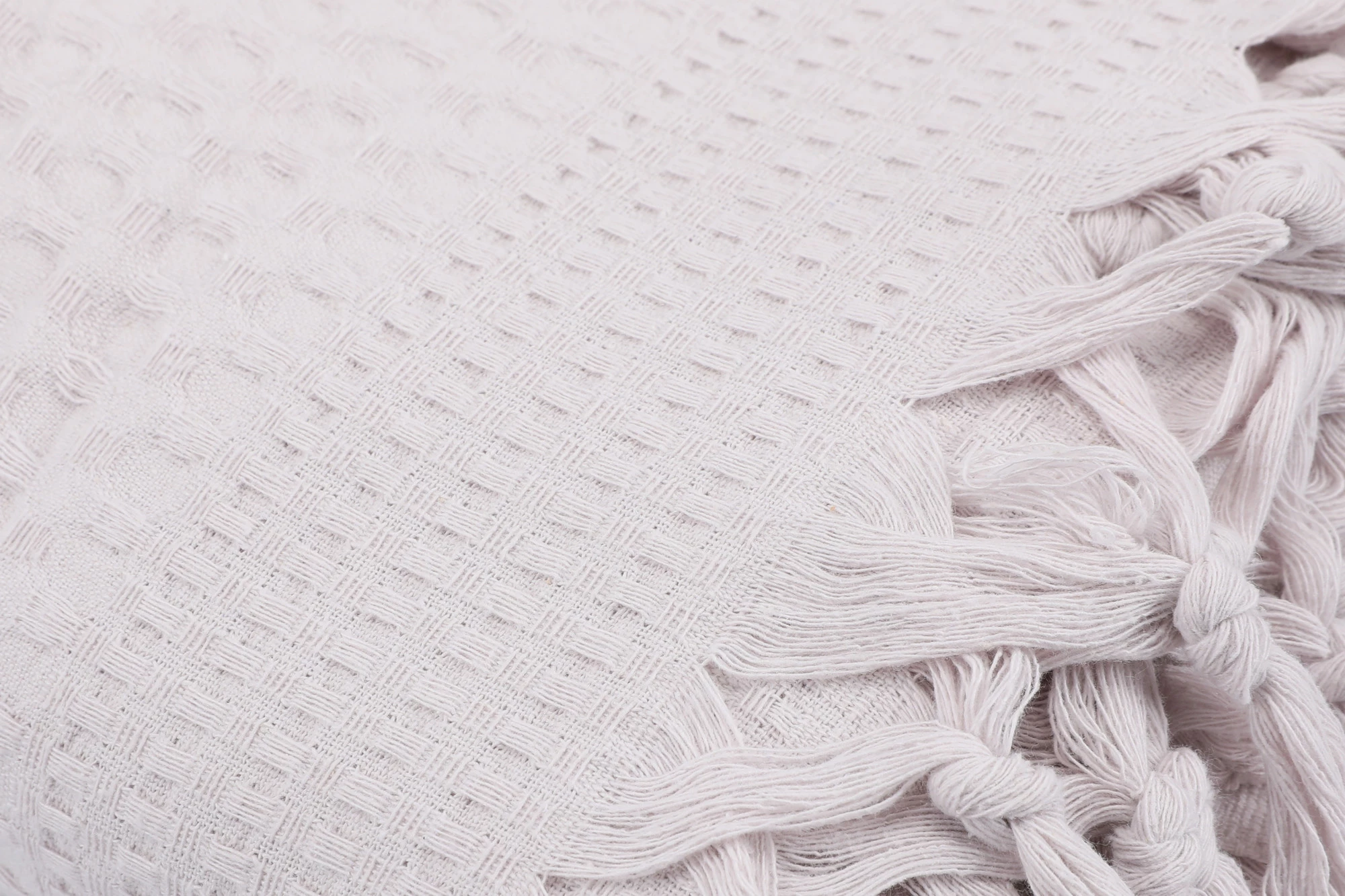 Rjuha Double Pique, svetlo siva, z ročno obdelanim robom, 220 x 240 cm