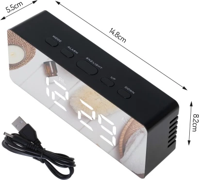 Alarmna ura Adler AD 1189, LED s prikazom temperature prostora, 3 načini alarma, USB + 3x AAA, črna