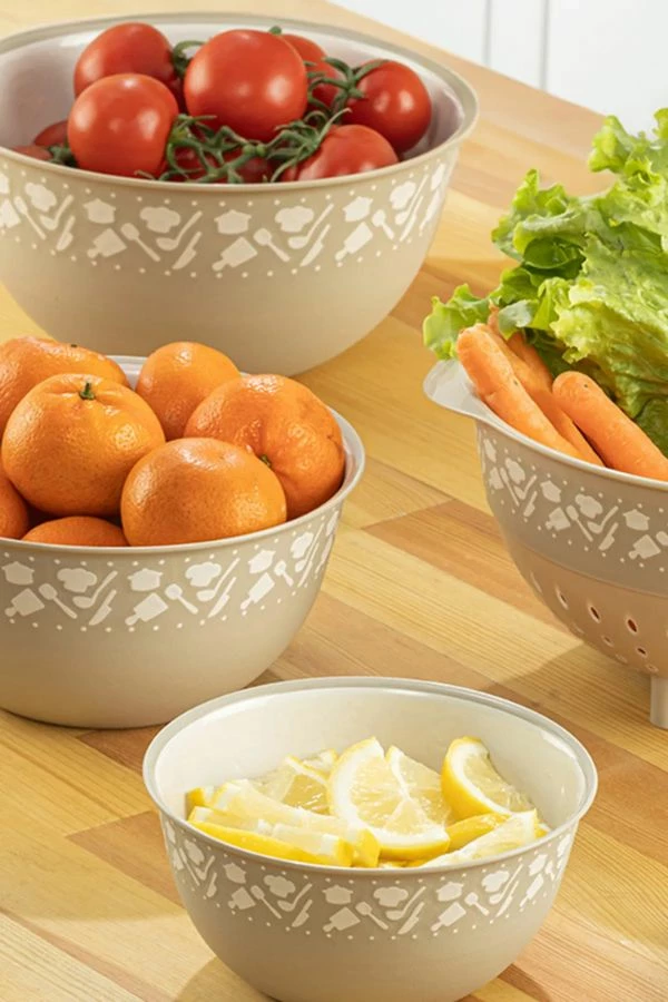 Komplet mešalnih in cedilnih posod, Hermia PZR-021, krem, 5 kosov