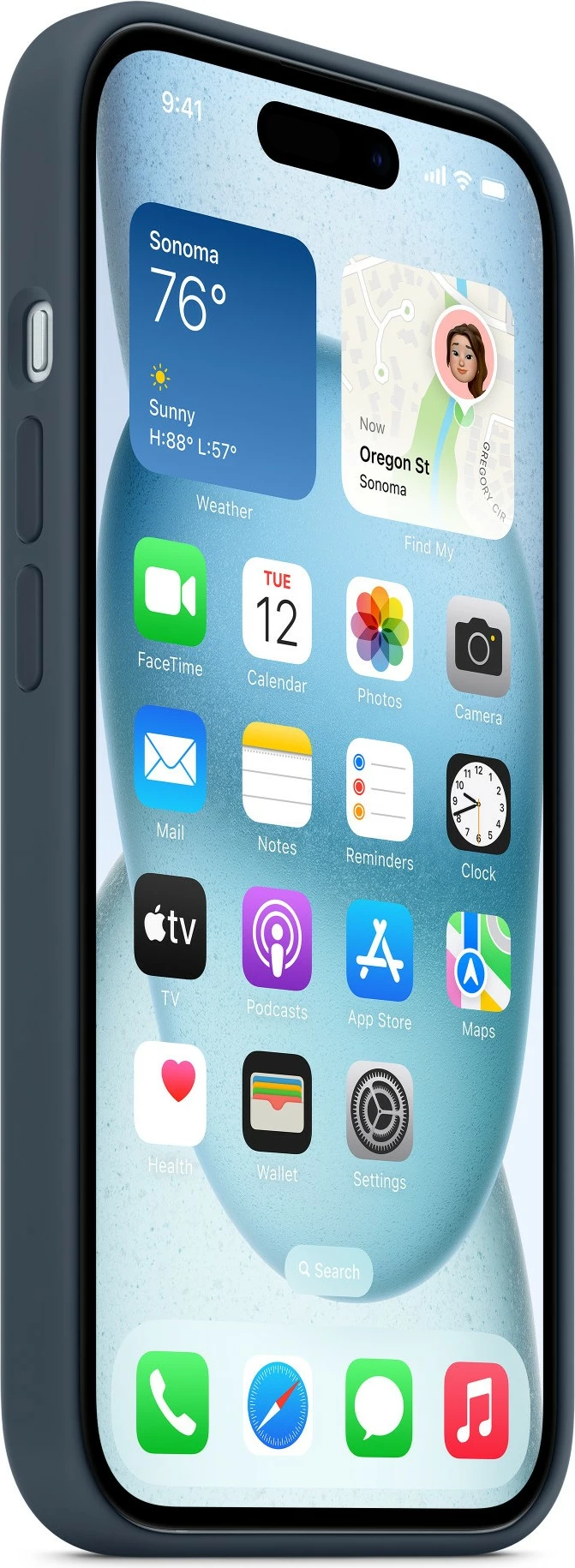 Silikonska zaščita za Apple iPhone 15, MagSafe, Storm Blue