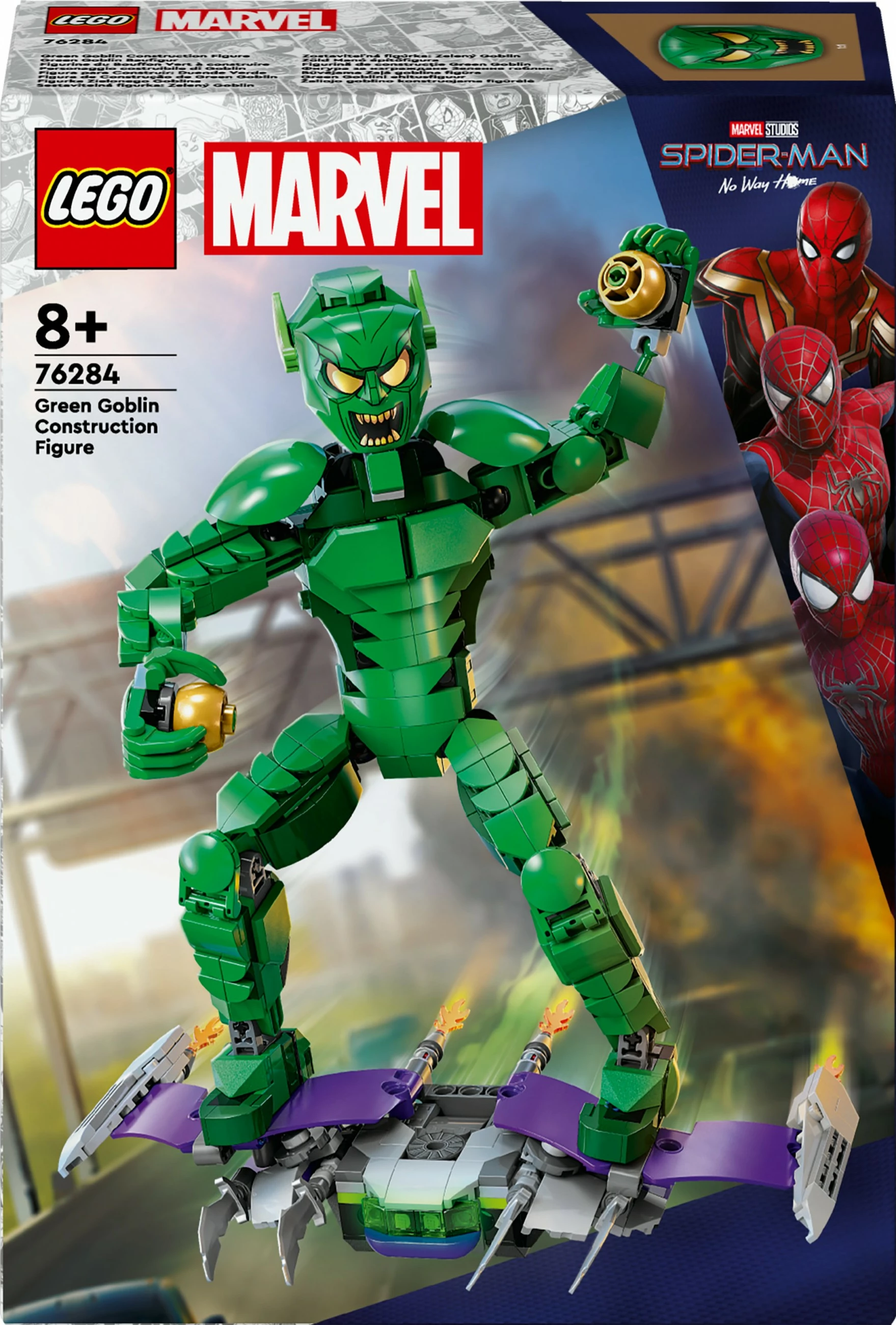 Gradbeni set Green Goblin LEGO Marvel 76284, gradljiva figura, večbarven