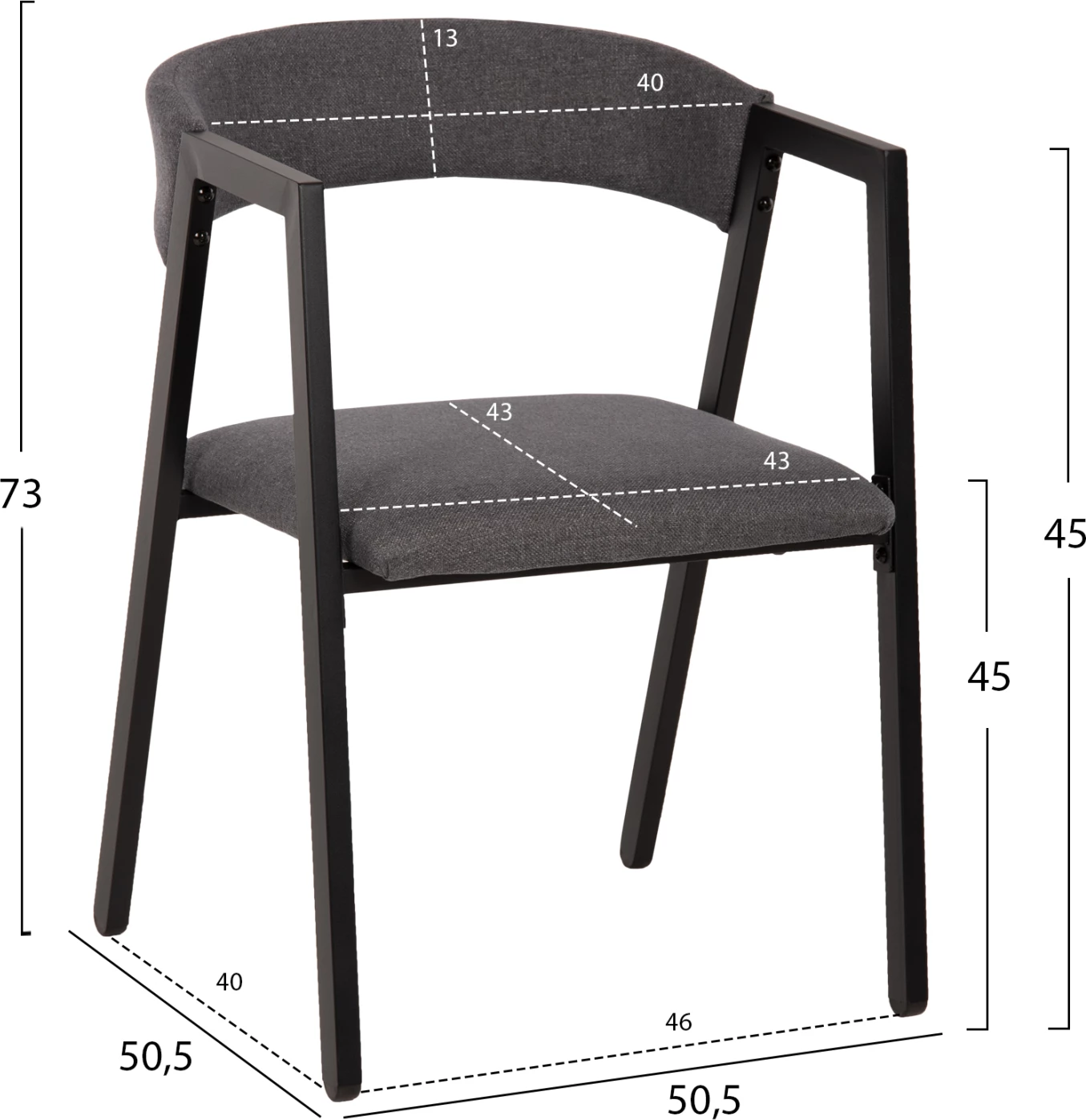Jedilni set JAY 5 kosov FH9529.01 orehova miza-sivi tekstilni stoli 120x70x76Hcm