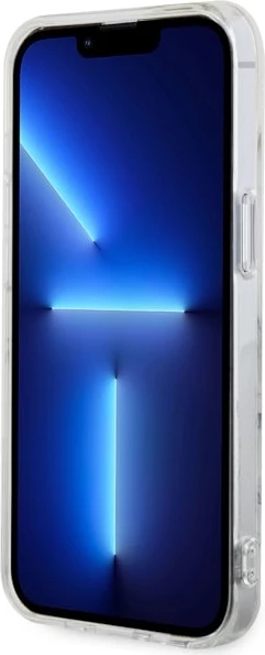 Ovitek za telefon z marmornim vzorcem MagSafe za iPhone 14 Plus 6,7", bel, Guess