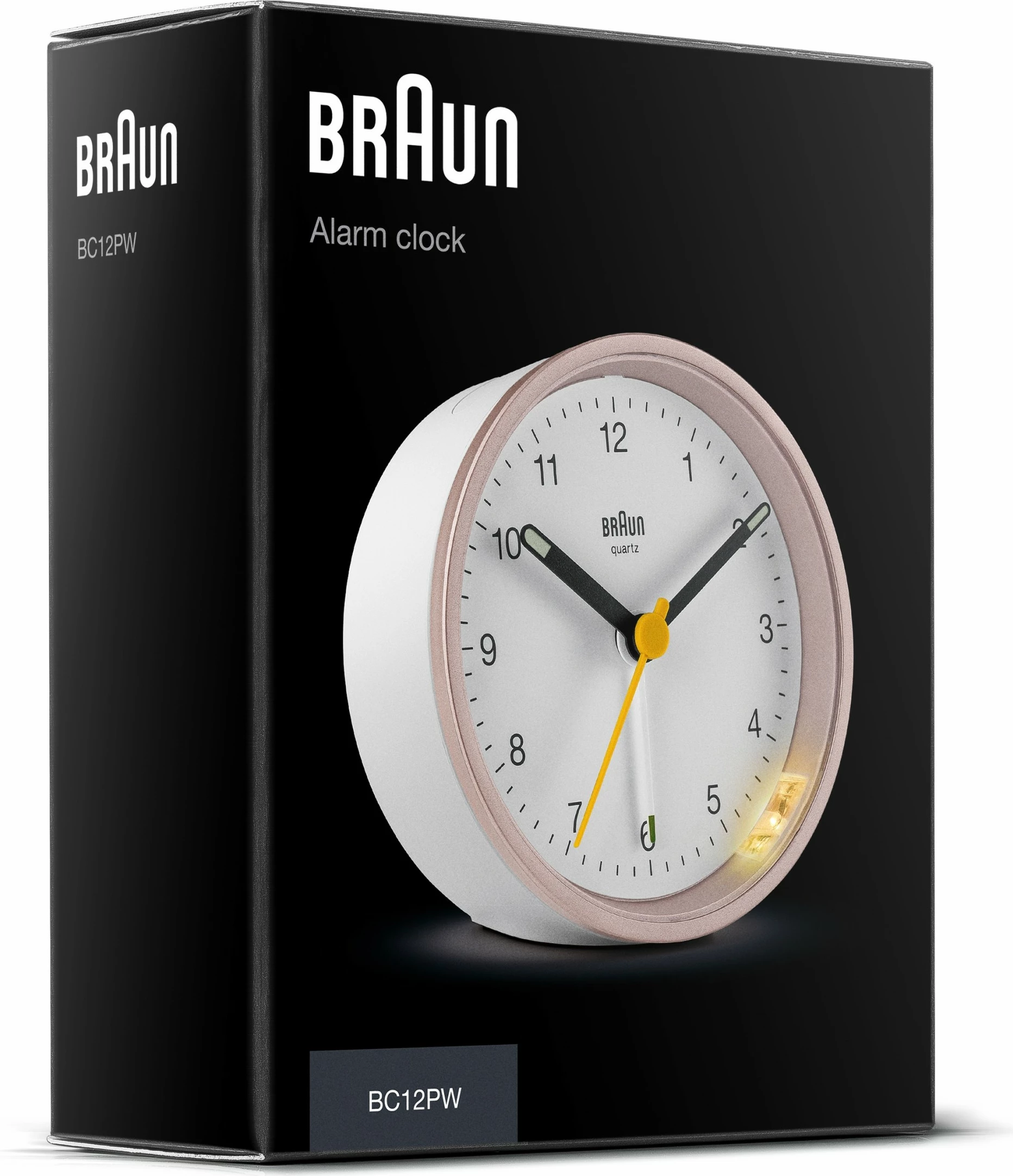 Namizna ura, kuarc, bela z roza detajema Braun BC12PW