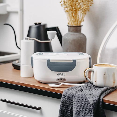 Električna posoda za kosilo Adler AD 4474, 1 L, do 50 W, 2 predelka, žlica, siva
