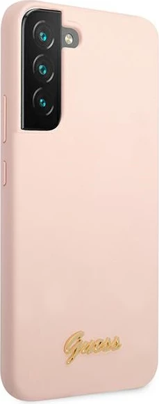 Ovitek iz silikona Silicone Script za Samsung Galaxy S22+, Guess, rožnat