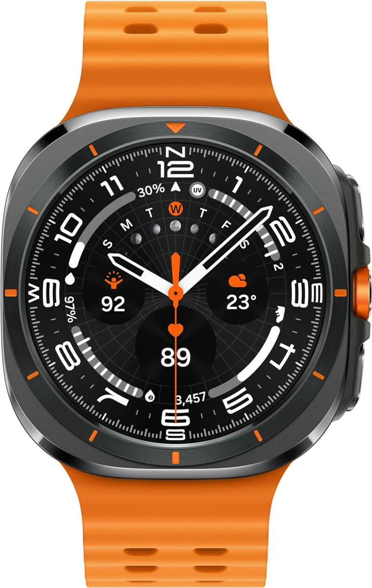 Pametna ura z LTE povezavo, Samsung Galaxy Watch Ultra 47 mm, titan siva, oranžen pašček Pametna ura z LTE povezavo, Samsung Galaxy Watch Ultra 47 mm, titan siva, oranžen pašček