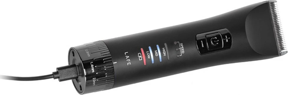 Strižnik za lase in brado Lafe MasterTrim LAFTRY47538, keramični rezili 45 mm, 3 hitrosti, 0,8–2 mm + glavniki 3–12 mm, 1800 mAh, z/ brez kabla, črn