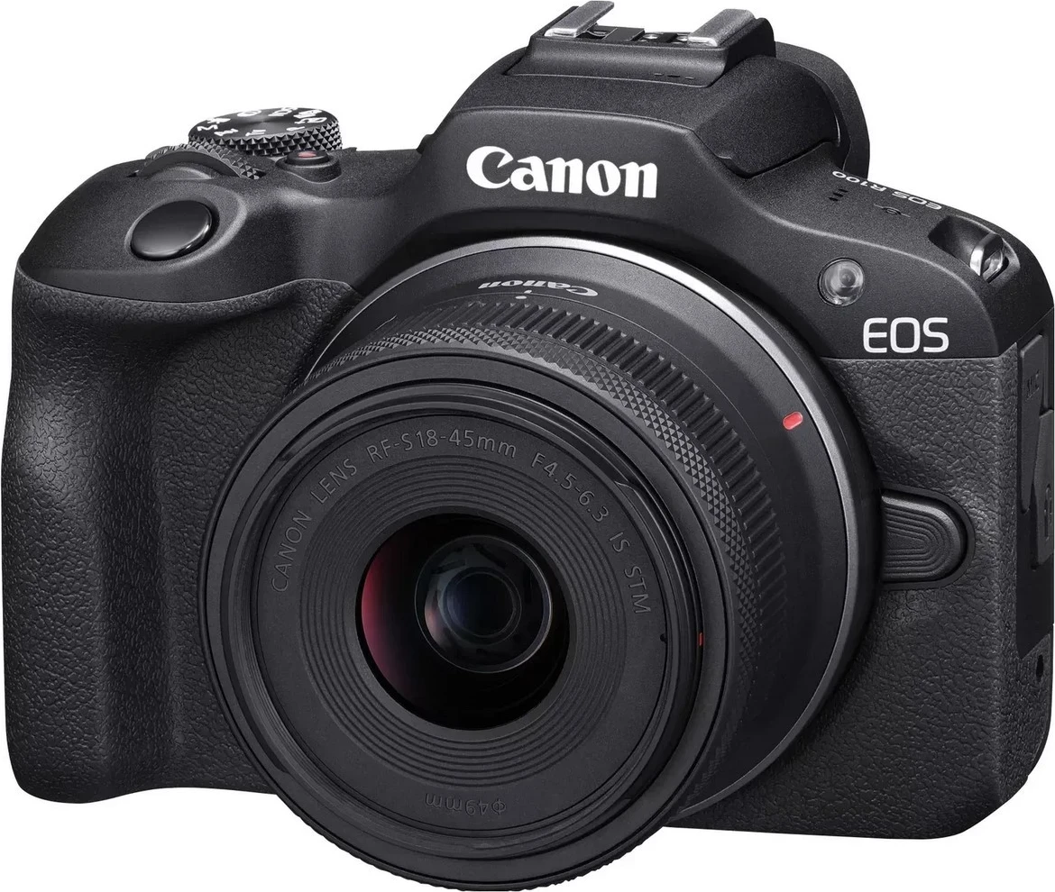 Fotoaparat Canon EOS R100 s kit objektivoma RF-S 18-45mm IS STM in RF-S 55-210mm IS STM, črn