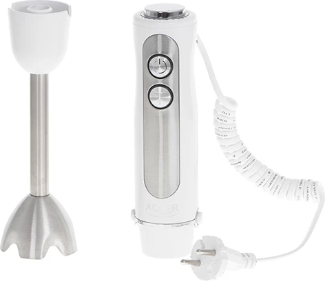 Palični mešalnik, Adler AD 4625, 850 W (1500 W max), 5 hitrosti + Turbo, inox noga, kabel 1,8 m, bel