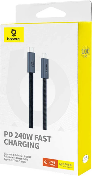 Hitro polnjenje USB-C na USB-C Baseus Flash 2, 1 m, 240 W, črn