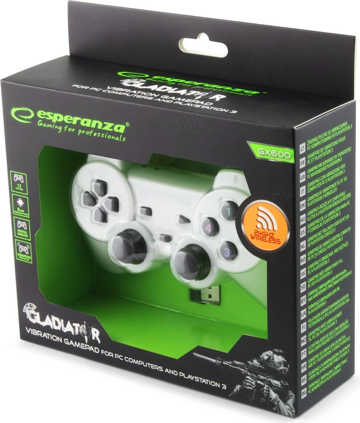 Brezžični gamepad za PC/PS3 Esperanza EGG108W, bel