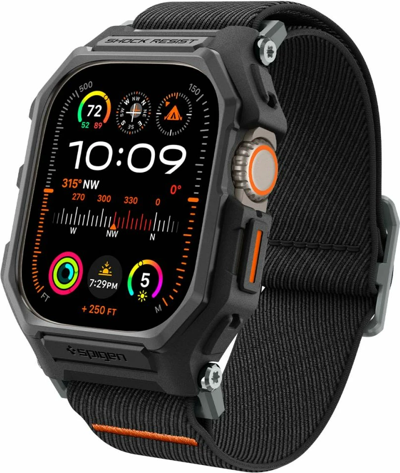 Ovitek z nastavljivim paščkom za Apple Watch Ultra 1/2 (49 mm) Spigen Lite Fit Pro, mat črn