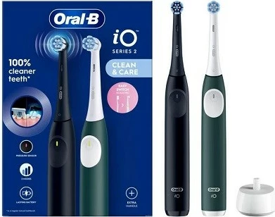 Električna zobna ščetka za odrasle, Braun Oral-B iO SERIE 2, Night Black + Forest Green