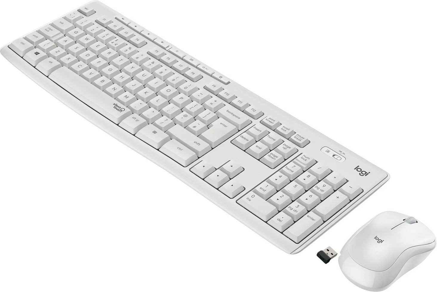 Tastatura in miška Logitech MK295 Silent Wireless Combo, AZERTY, brezžični, bela