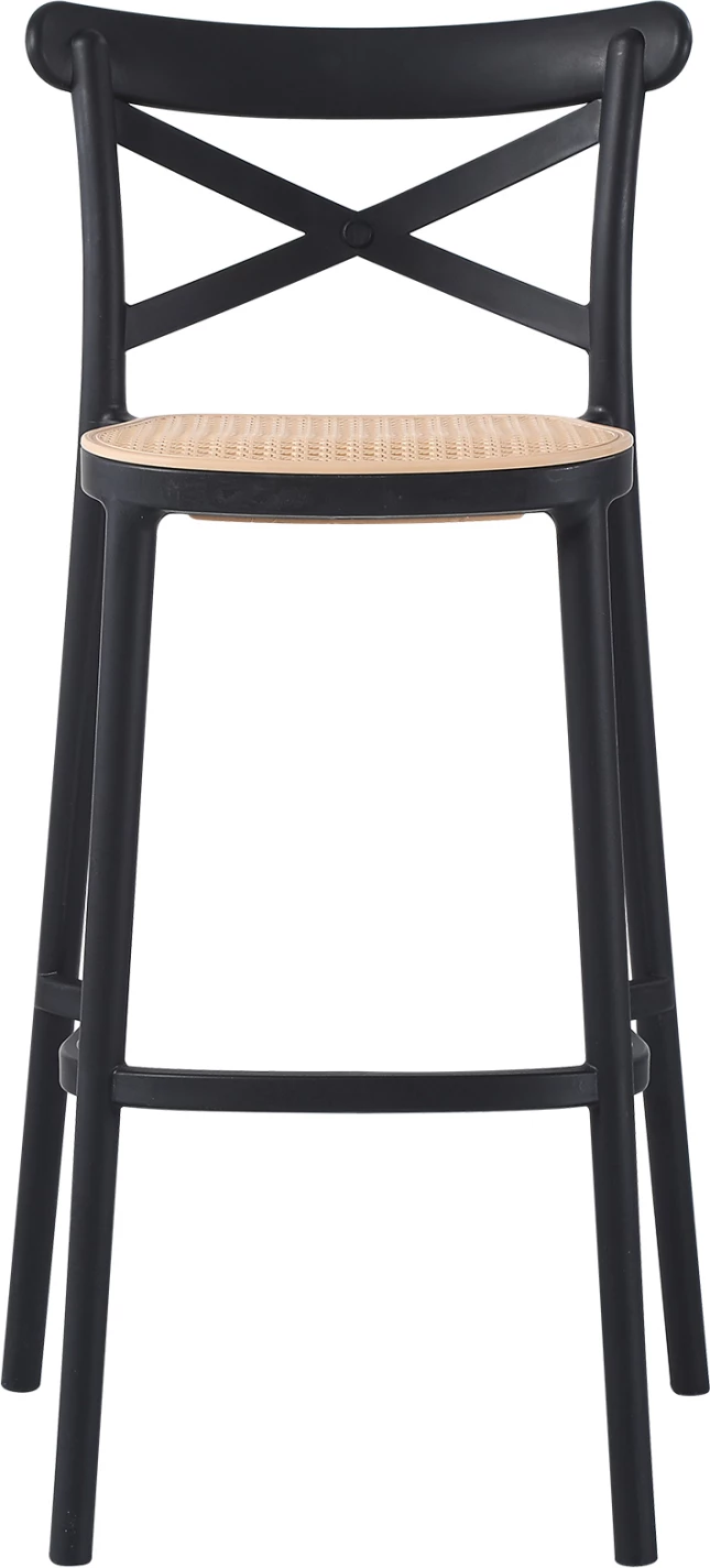 Barski stol CONN FH5933.02 polipropilen z naslonom črna in bež sedež 41x49x102Hcm