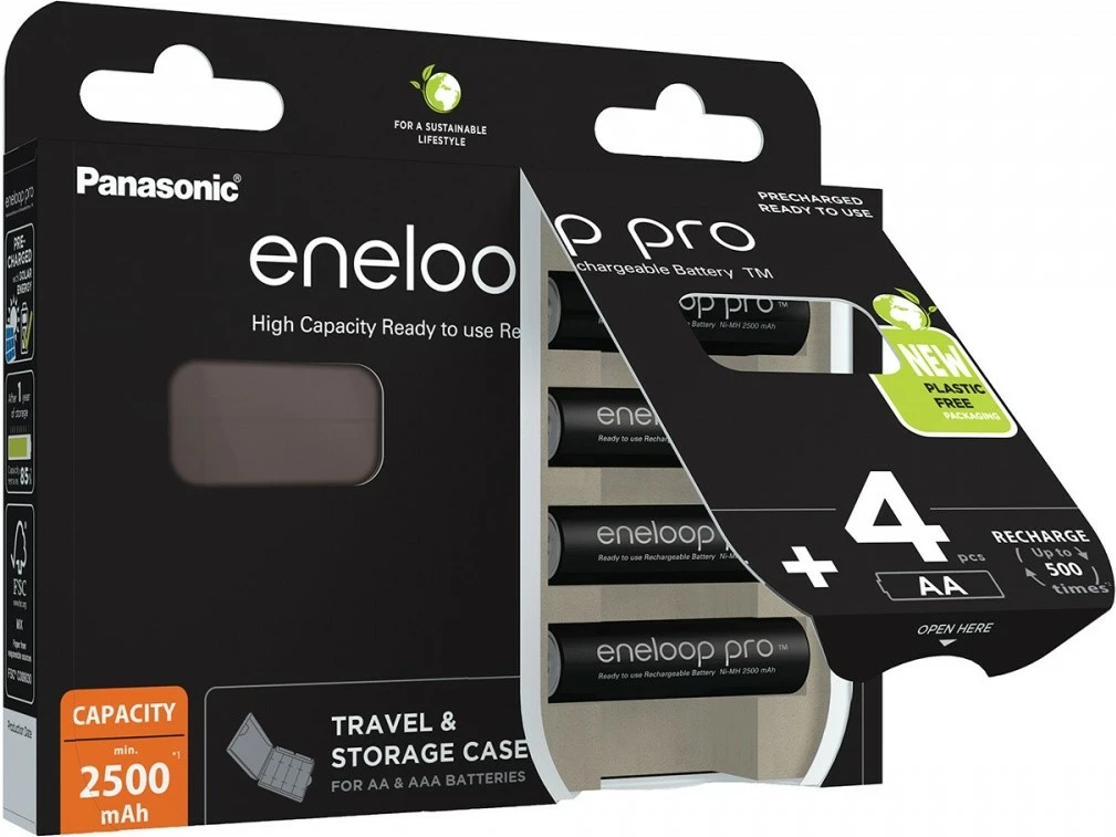 Polnilne baterije 2500 mAh, 4 kosi — Panasonic Eneloop PRO AA