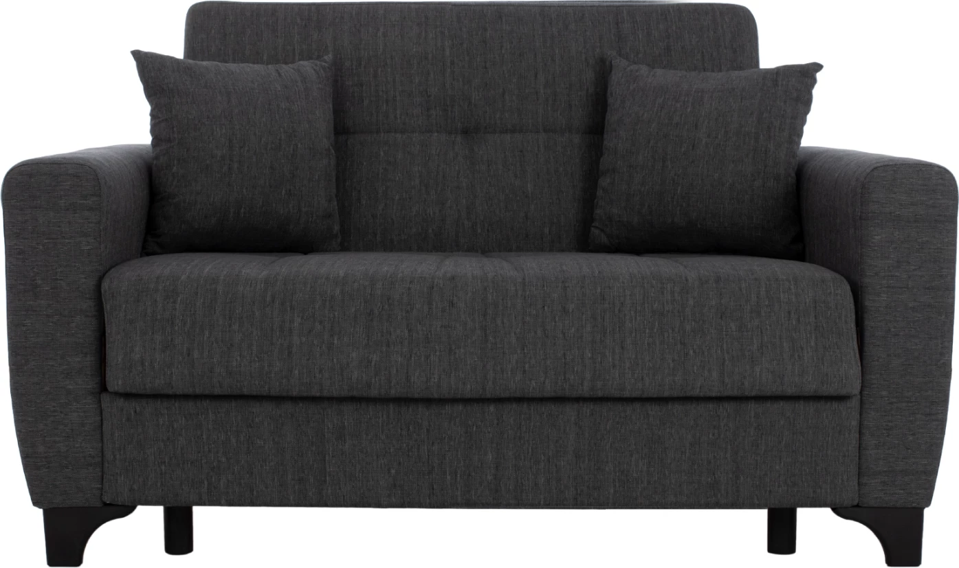 Dvosed kavč-postelja, visok naslon, siv, 160x84x88 cm