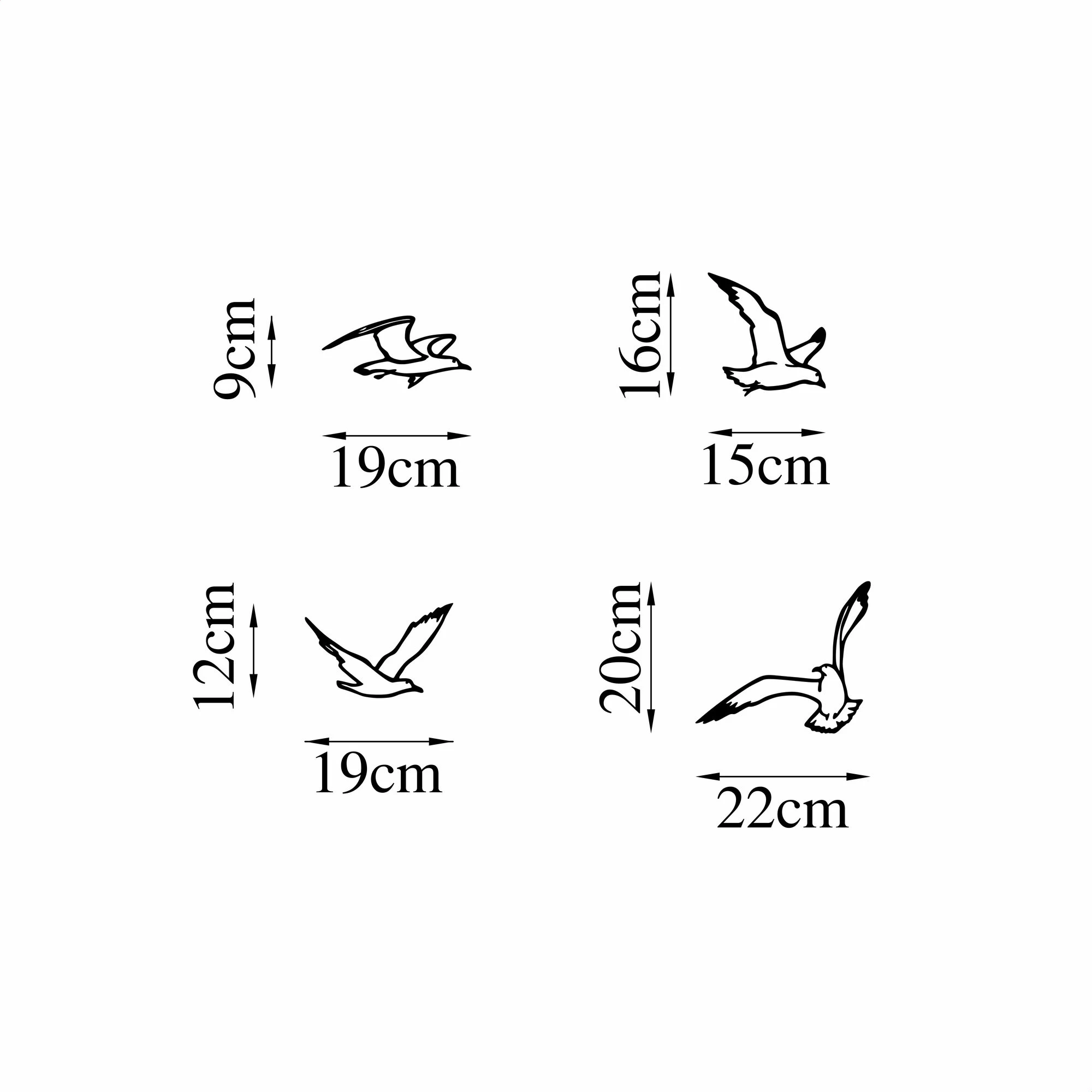 Dekorativni kovinski zidni okrasek ptice, Wallity, črn, 4 kosi, 443