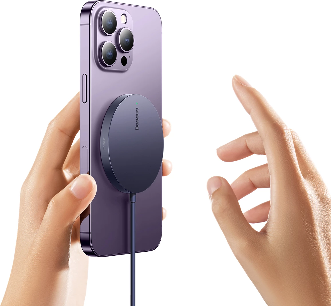 Brezžični polnilec, Baseus Simple Mini3, MagSafe, Qi, 15W, vijoličen