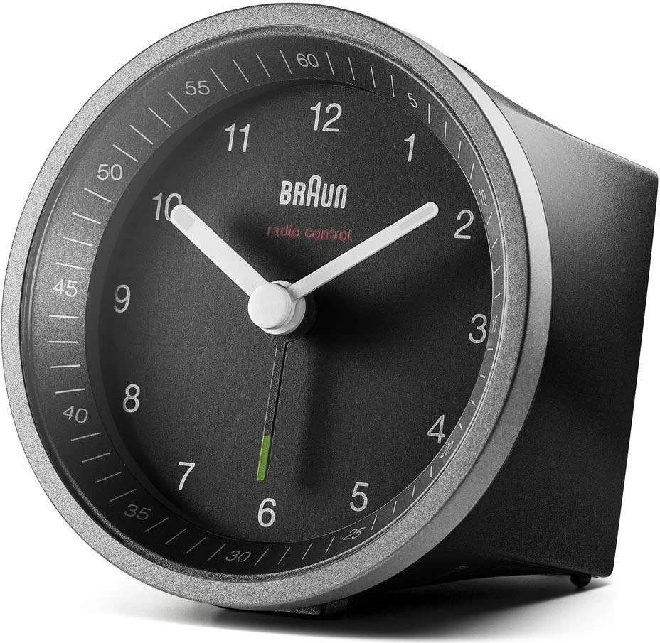 Analogni budilka z radijskim upravljanjem Braun BC07SB-DCF, črno-srebrna
