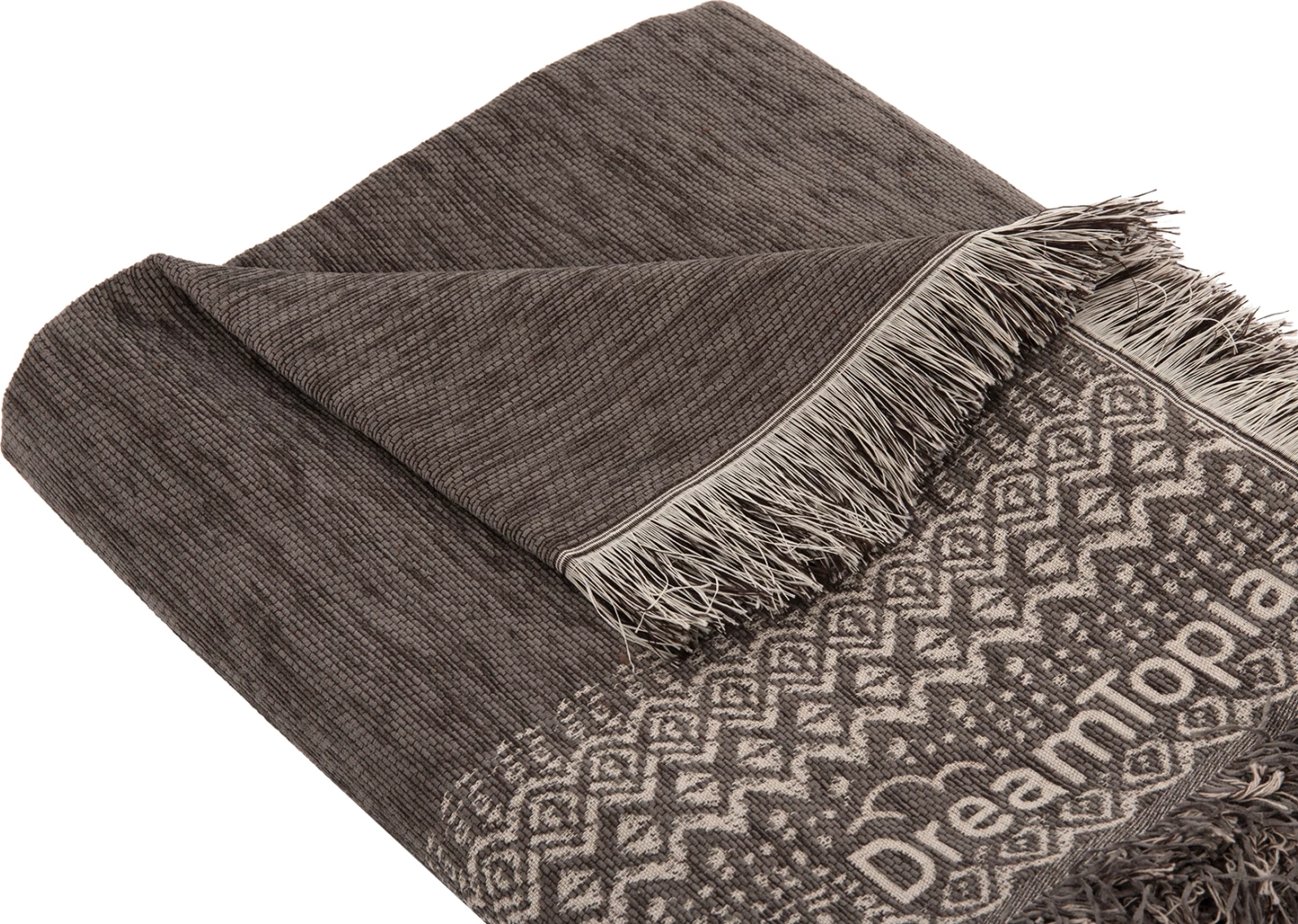 Prevleka za kavč - pregrinjalo s franžami DREAMTOPIA FH12165.04 v rjavi barvi 295x170 cm