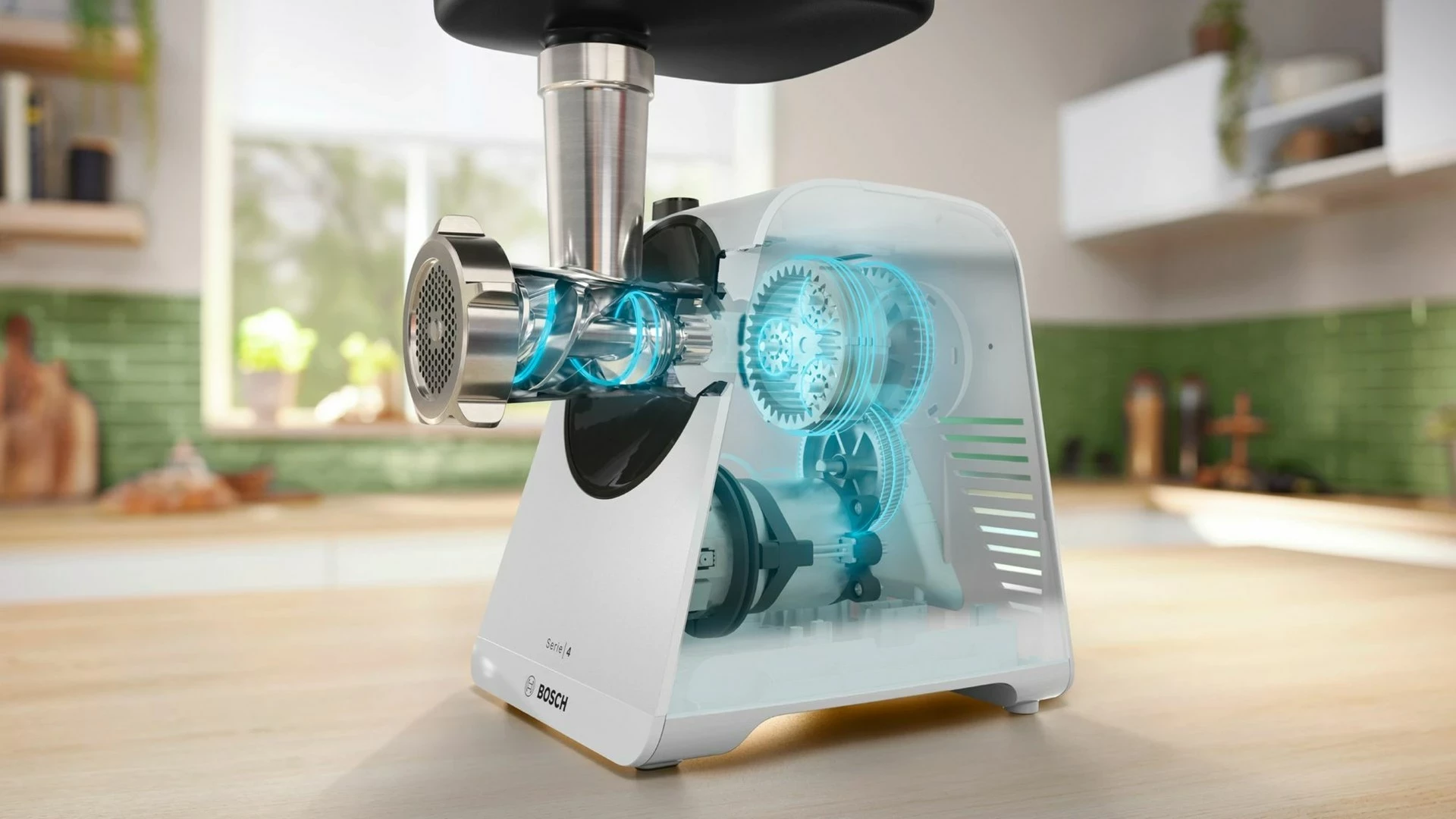 Mlinček za meso Bosch Serie 4 MFWS420W, 1900 W, bel, črn