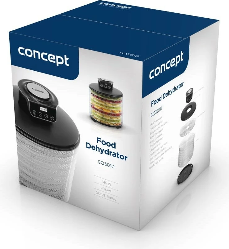 Sušilnik hrane, sadja, gob in zelišč Concept SO3010, 9 pladnjev, 245 W, črn