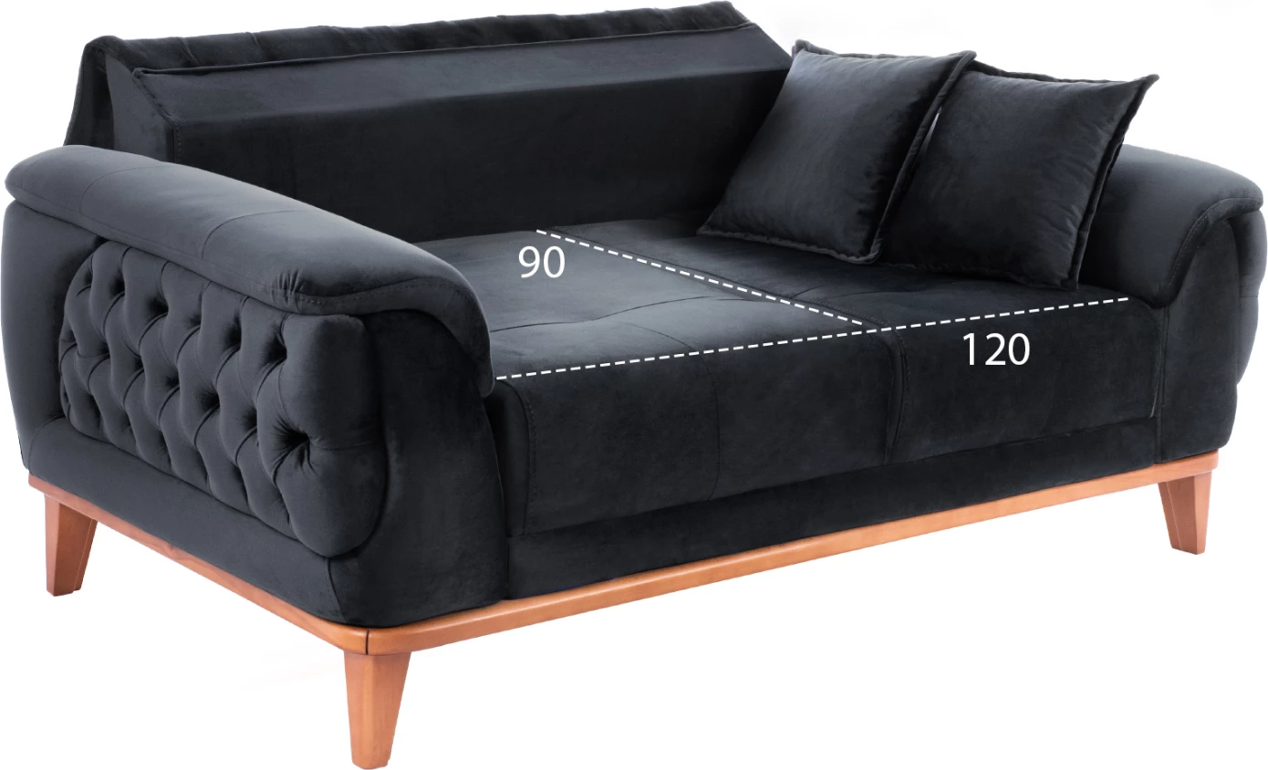 BENNINGTON dvosed kavč-postelja, črna, 180x95x80