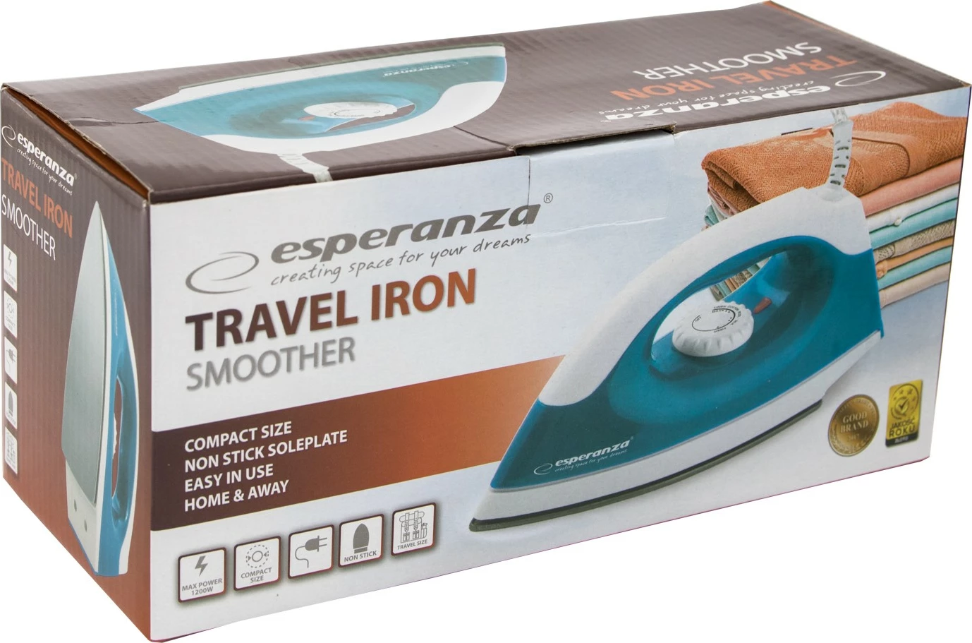 Potovalna likalnik, Esperanza SMOOTHER EHI001, 1200 W, modro/bele