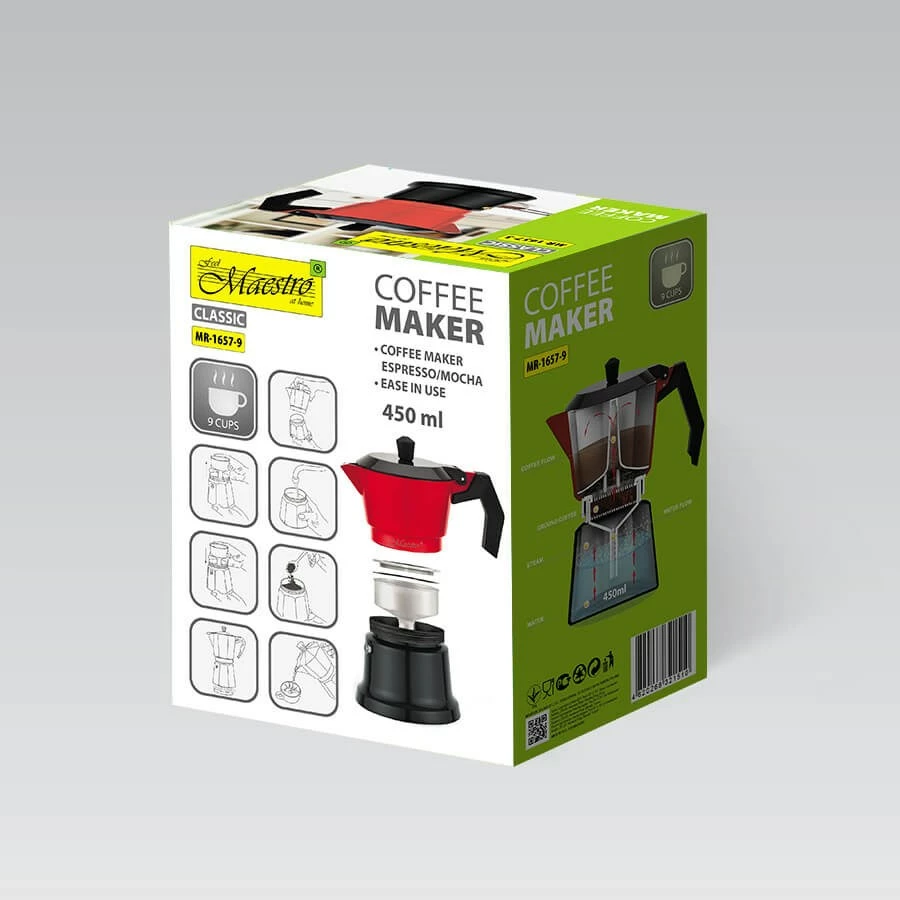 Moka pot 450 ml, alumin, rdeč — Maestro MR-1657-9