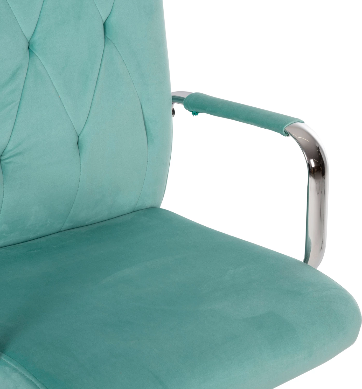 Pisarniški stol JOSEF FH1181.08 iz žametne tkanine v mint barvi z inox podnožjem 58x61x105-113H cm